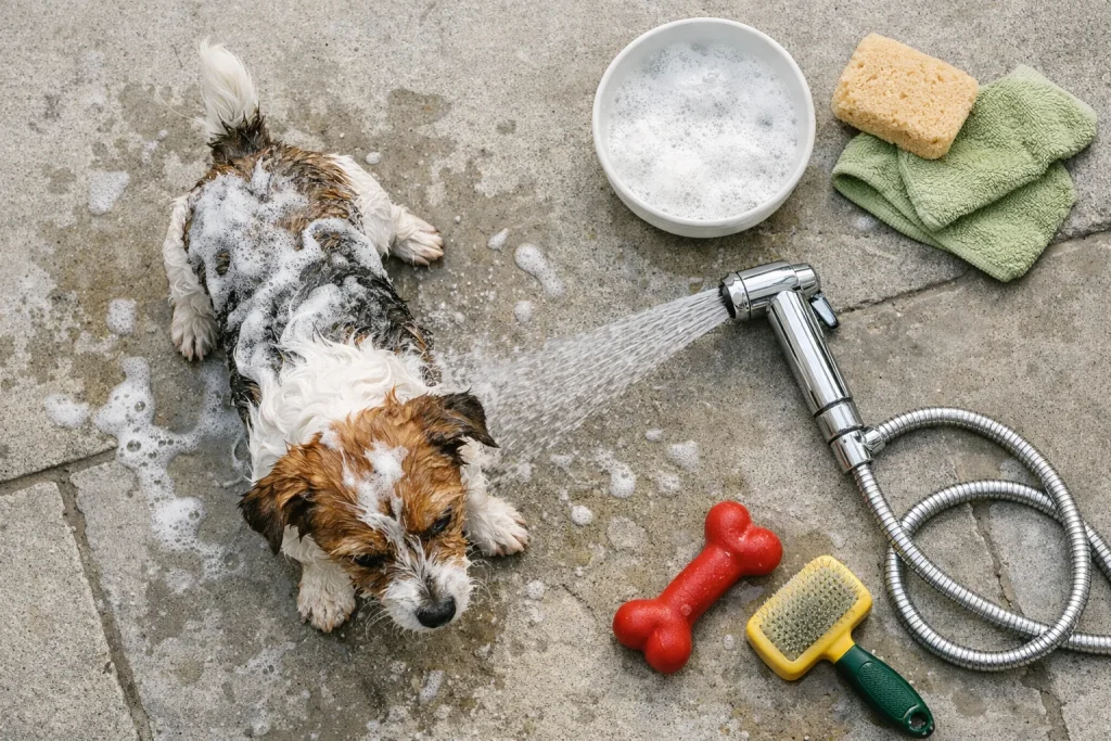 Comment utiliser une douchette WC pour laver son chien
