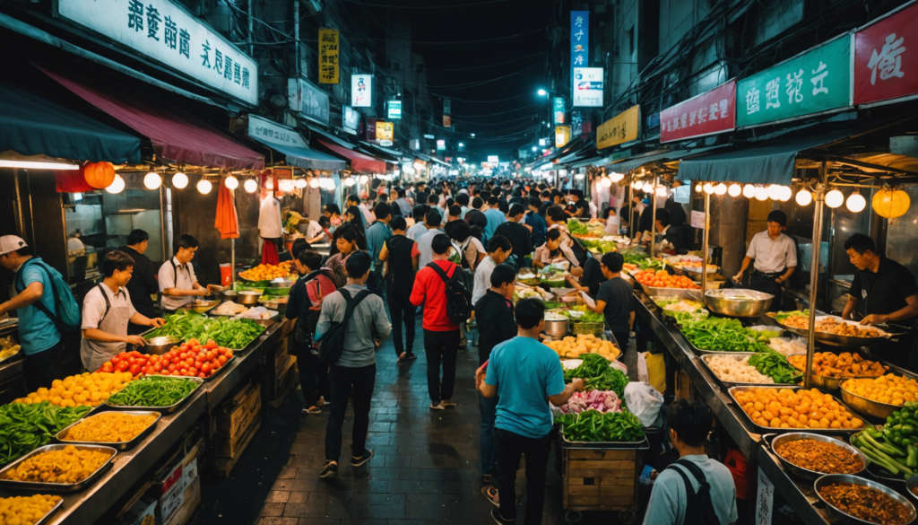 Marchés alimentaires et spécialités locales en Asie
