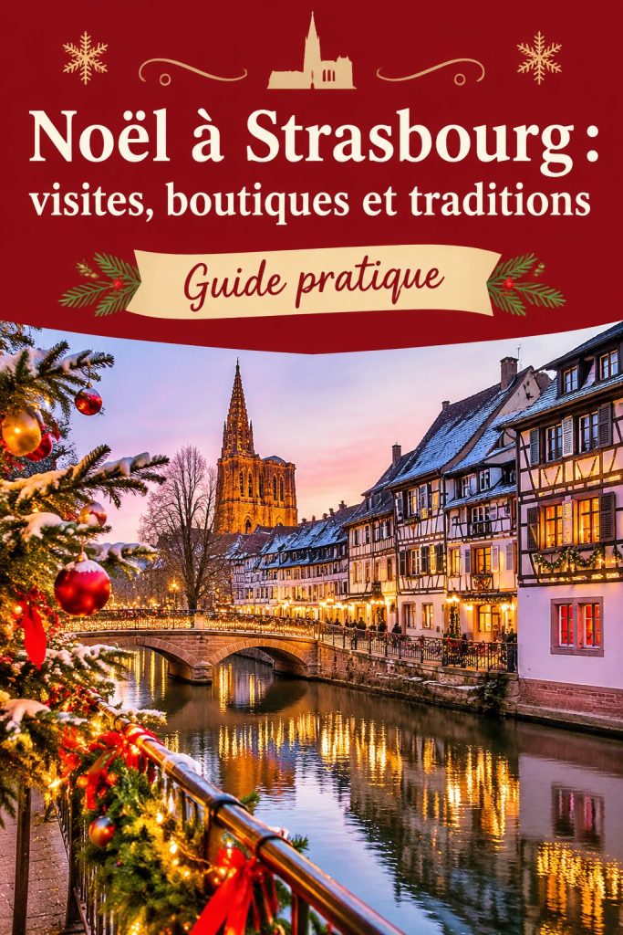 Marché de Noël à Strasbourg avec ses lumières et chalets